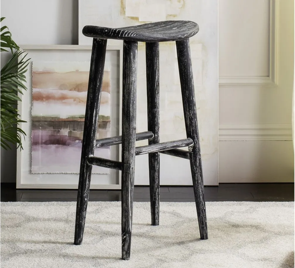 Kayla Wood Bar Stool in Black by Safavieh