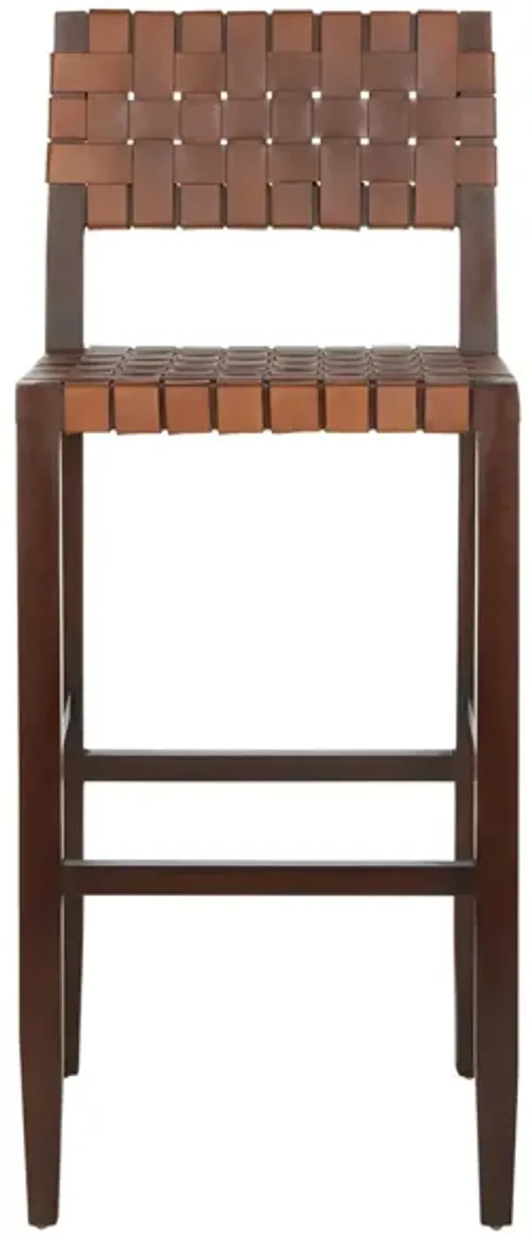 Kerstin Woven Leather Barstool