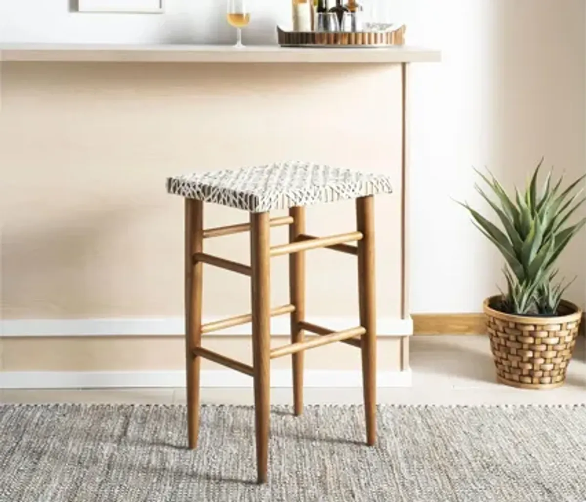 Cory Woven Leather Barstool