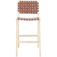 Christa Leather Bar Stool in Cognac by Safavieh