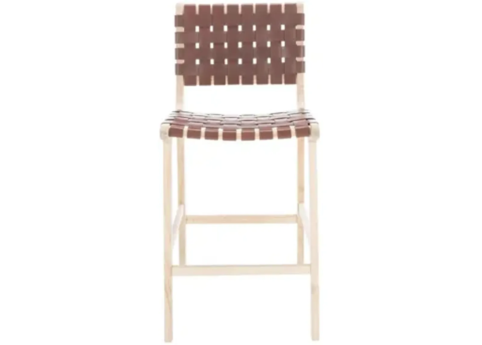 Christa Leather Counter Stool in Cognac by Safavieh