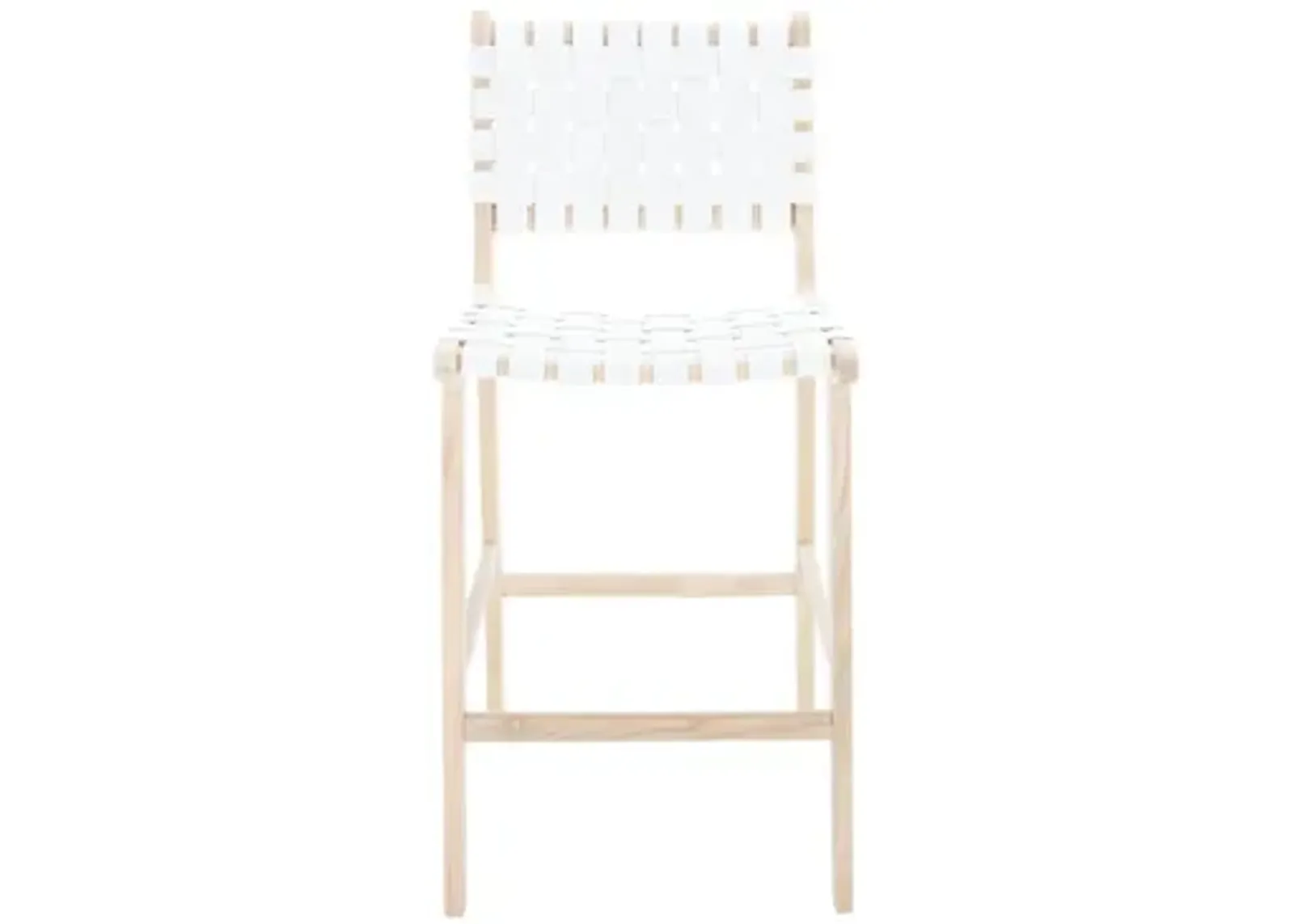 Christa Leather Counter Stool in White by Safavieh