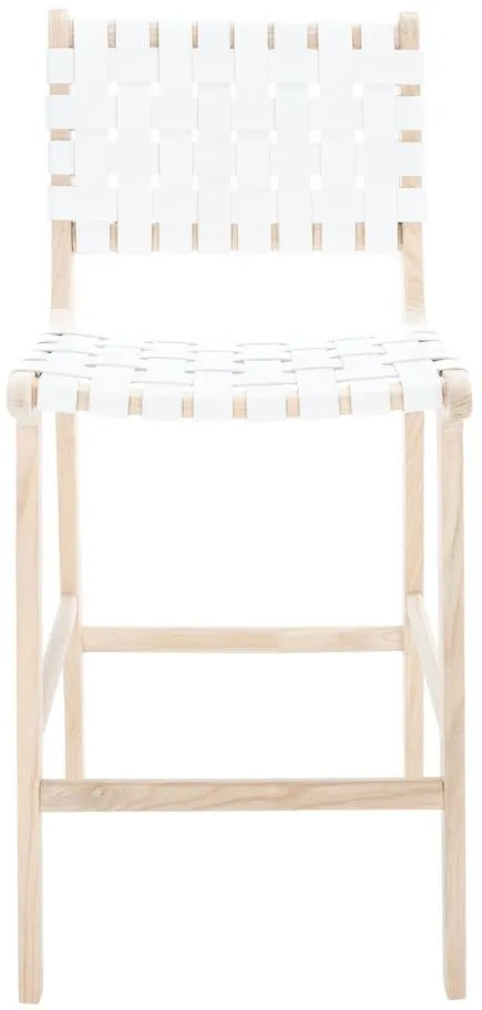 Christa Leather Counter Stool in White by Safavieh