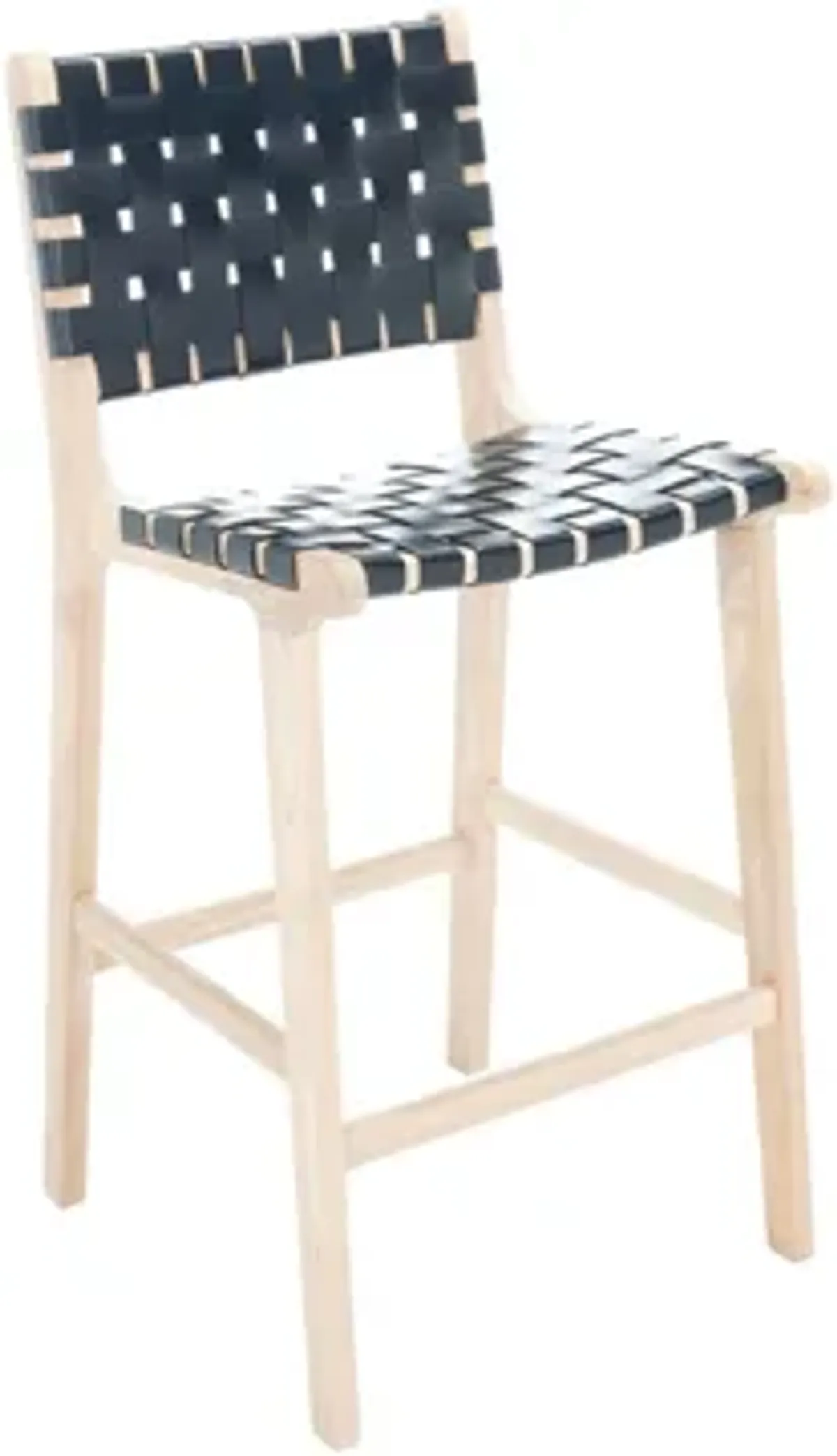 Christa Leather Counter Stool in Black by Safavieh