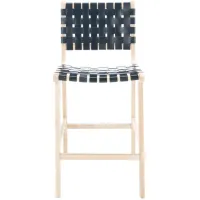 Christa Leather Counter Stool in Black by Safavieh
