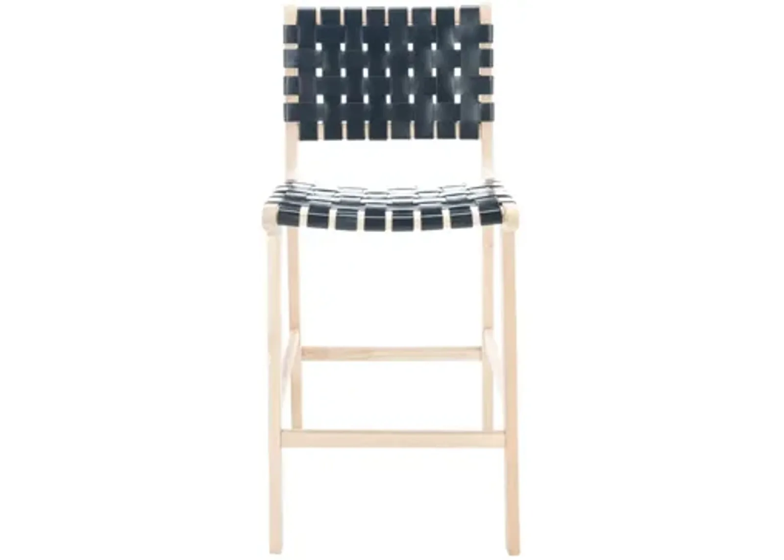 Christa Leather Counter Stool in Black by Safavieh