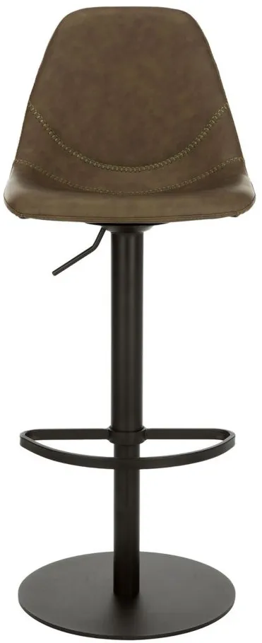 Ronin Adjustable-Height Swivel Barstool in Olive by Safavieh