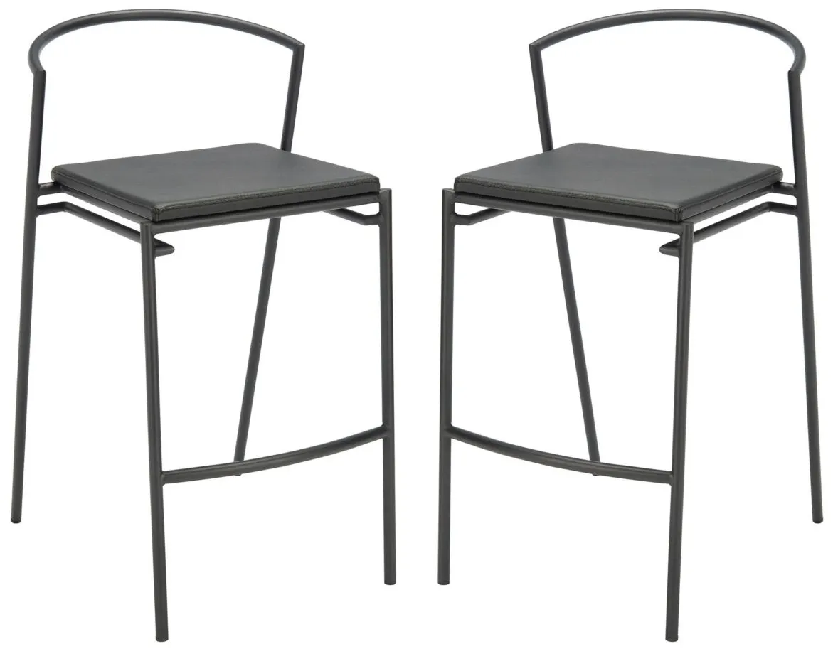 Benford Counter Stool - Set of 2 in Black by Safavieh