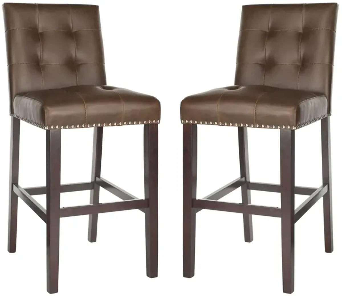 Gwen Bar Stool - Set of 2 in Brown by Safavieh