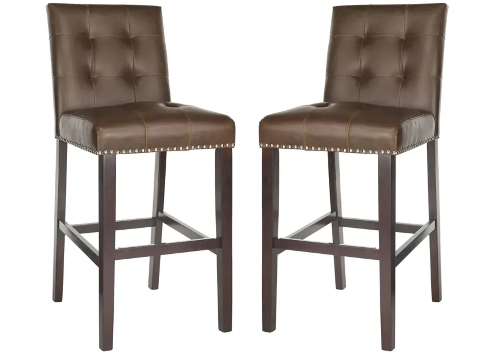 Gwen Bar Stool - Set of 2 in Brown by Safavieh