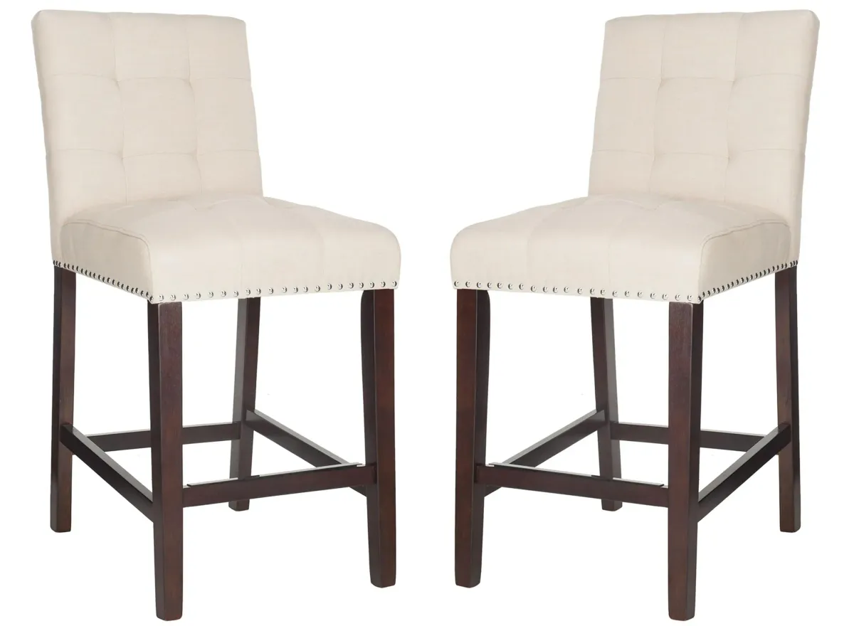 Gwen Counter Stool - Set of 2 in Beige by Safavieh