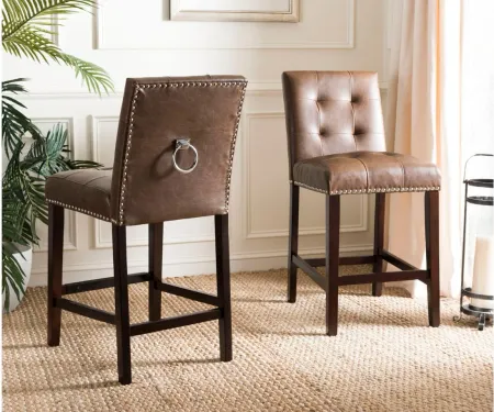 Gwen Counter Stool - Set of 2 in Brown by Safavieh