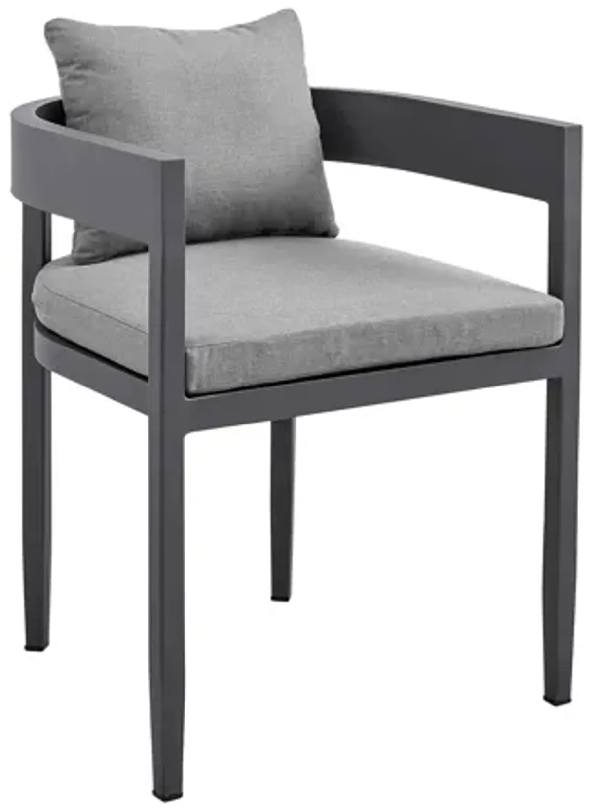 Menorca Outdoor Patio Dining Chairs in Aluminum with Gray Cushions - Set of 2