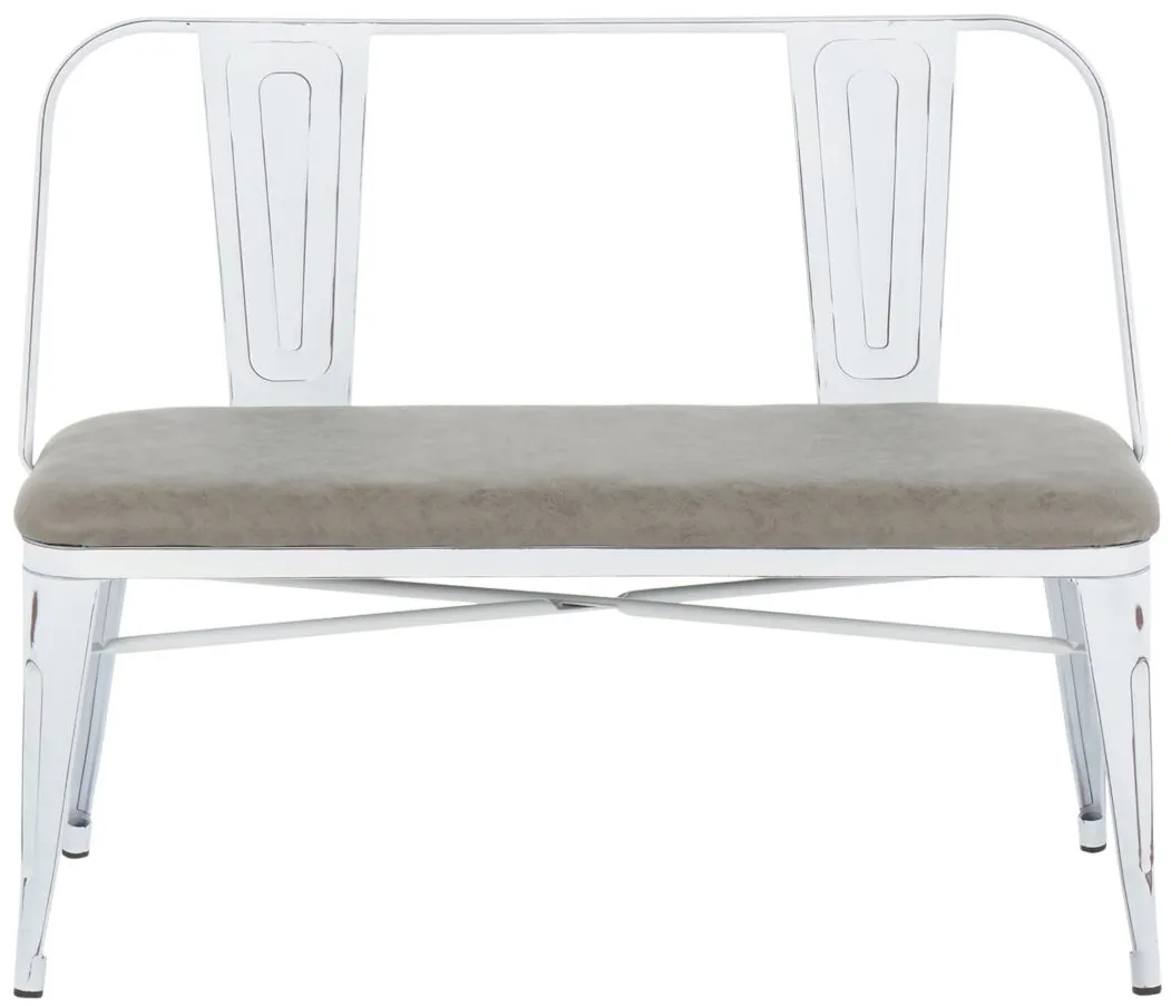 Oregon Dining Bench in Vintage White, Grey by Lumisource