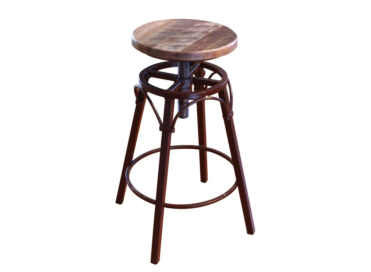 Antique Adjustable-Height Stool