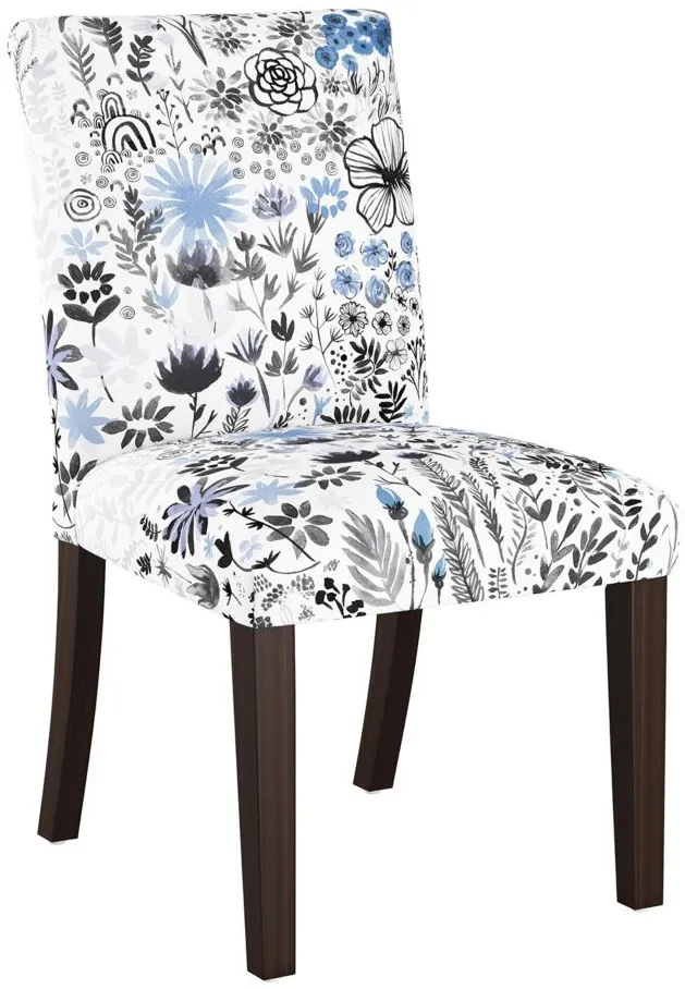 Merry Upholstered Dining Chair in Winter Botanical Blue by Skyline