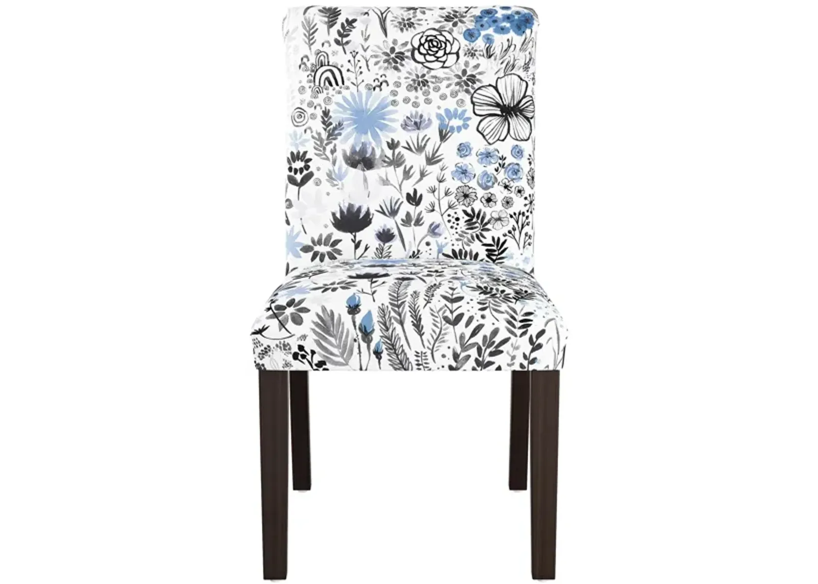 Merry Upholstered Dining Chair in Winter Botanical Blue by Skyline