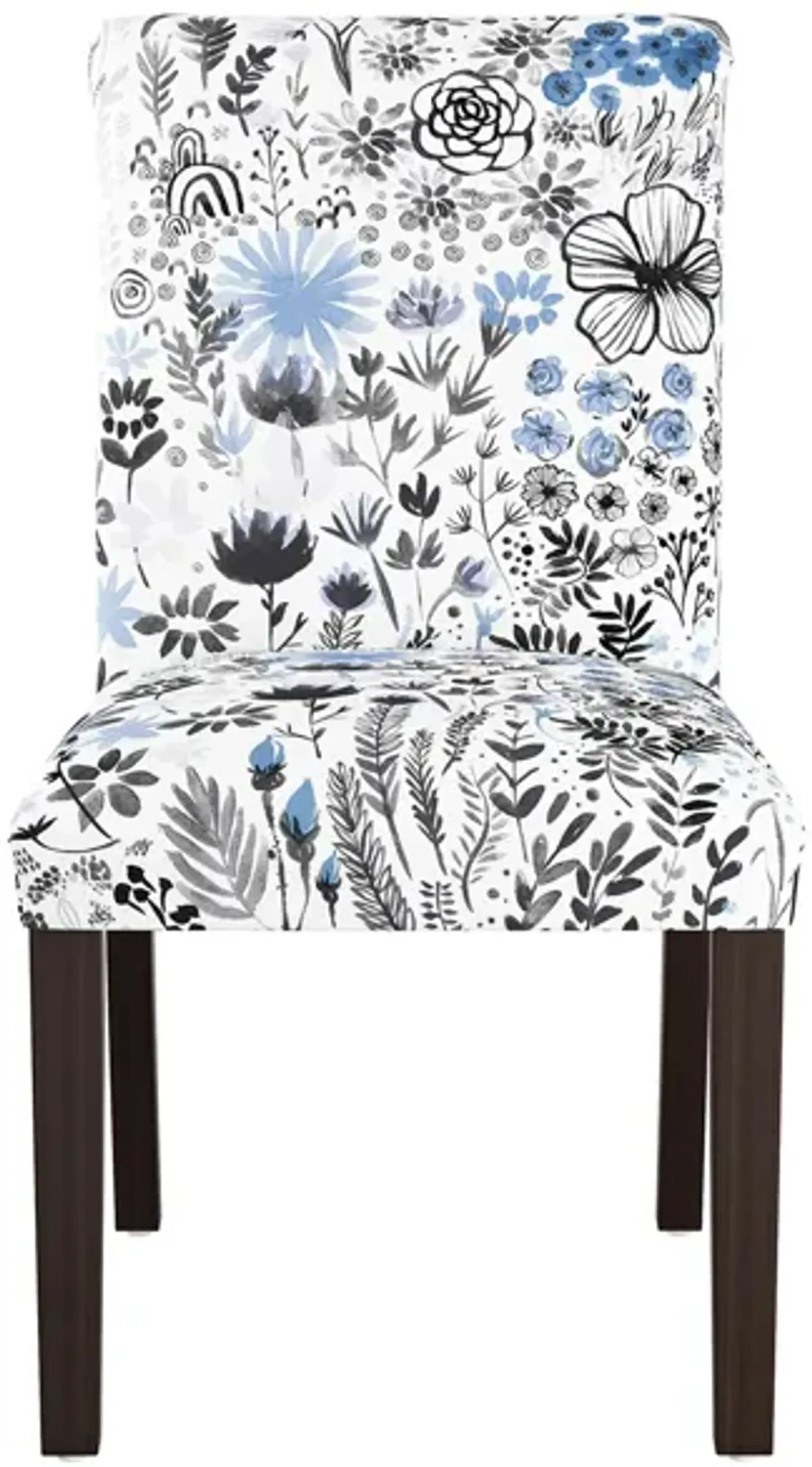 Merry Upholstered Dining Chair in Winter Botanical Blue by Skyline