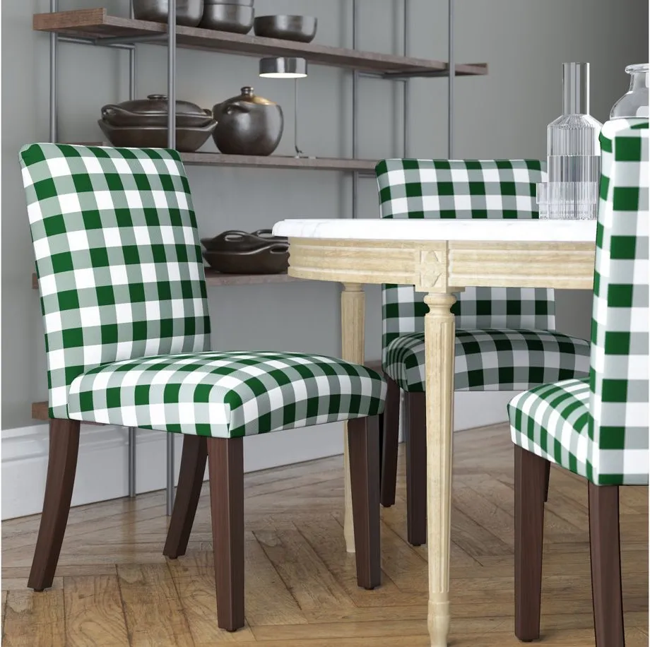 Merry Upholstered Dining Chair in Classic Gingham Evergreen by Skyline