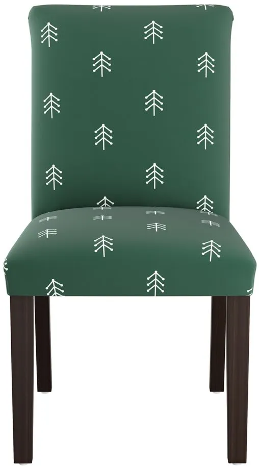 Merry Upholstered Dining Chair in Line Tree Evergreen by Skyline