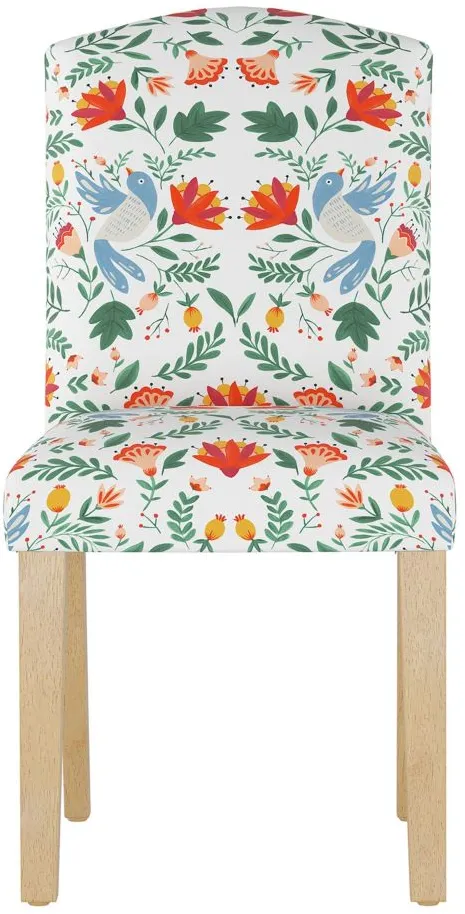 Merry Upholstered Arched Back Dining Chair in Nordic Bird White by Skyline