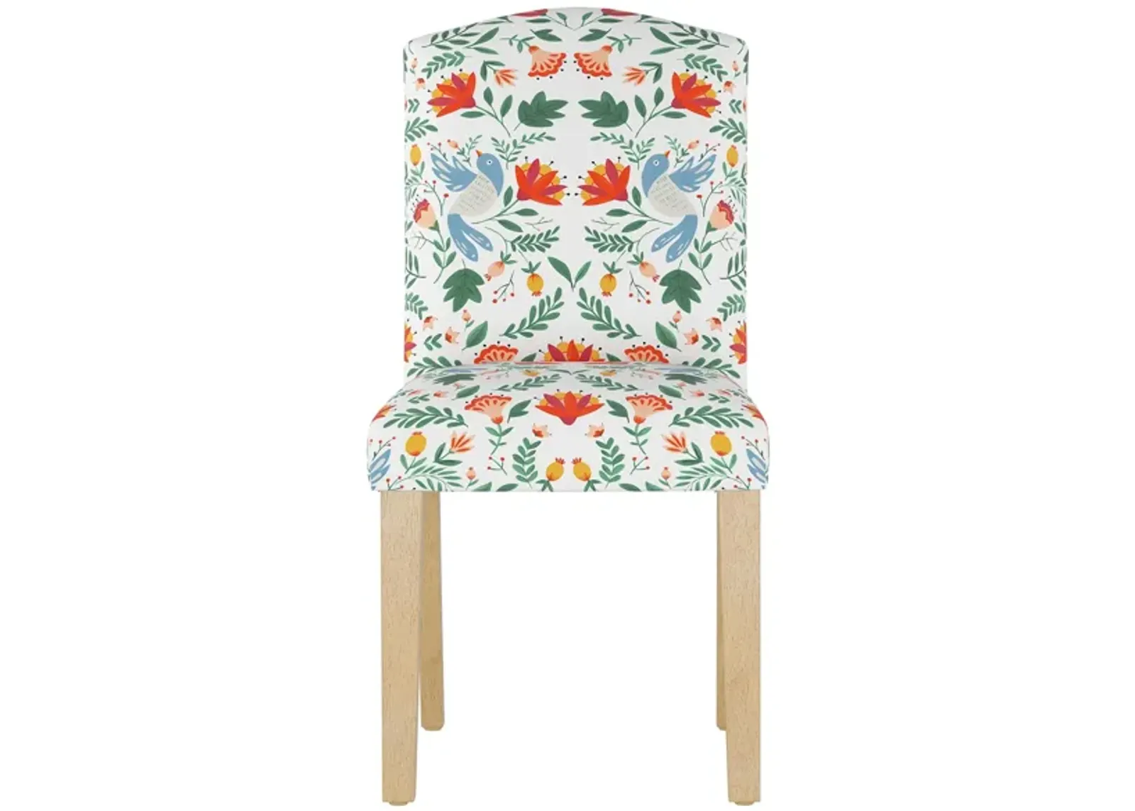 Merry Upholstered Arched Back Dining Chair in Nordic Bird White by Skyline