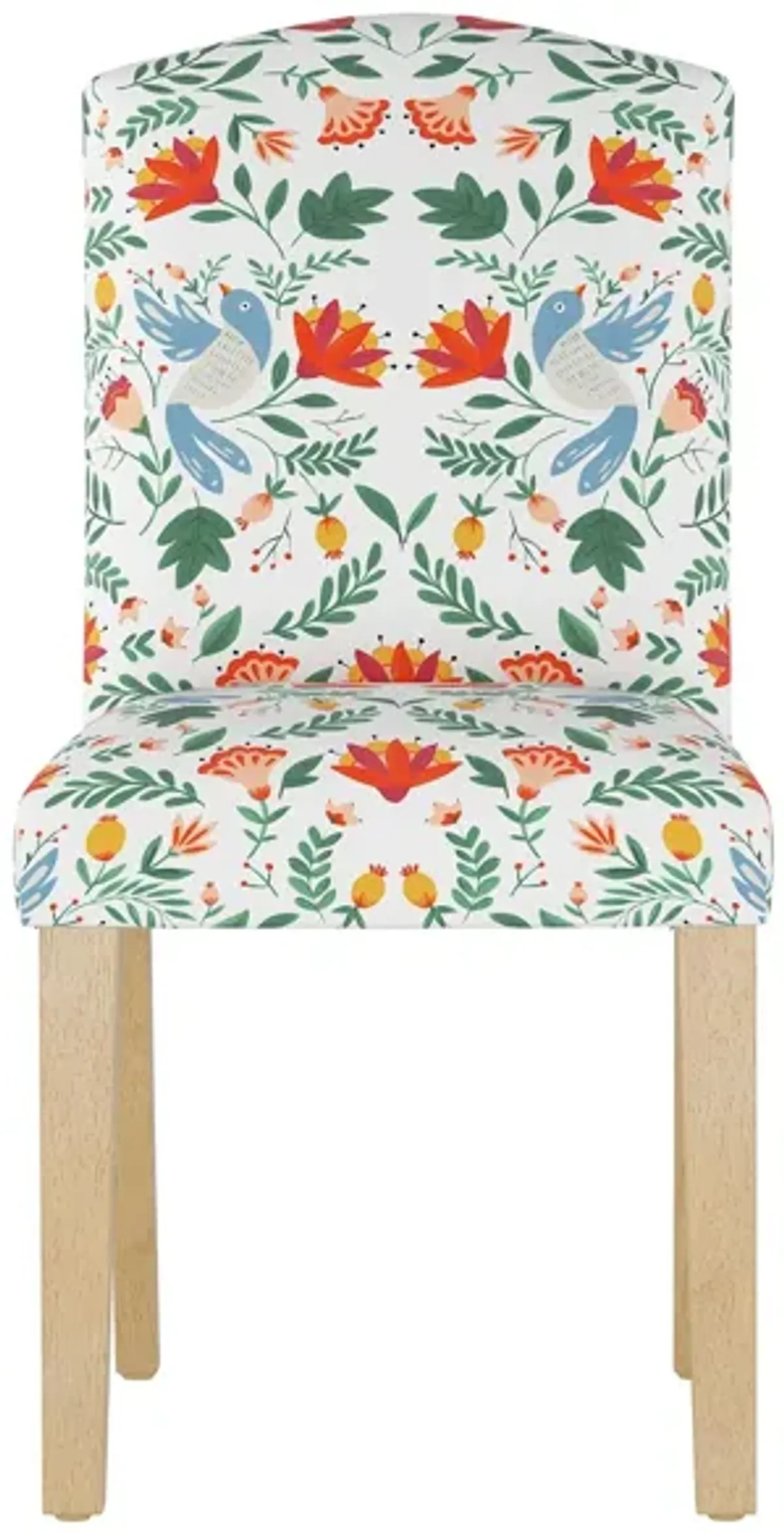 Merry Upholstered Arched Back Dining Chair in Nordic Bird White by Skyline