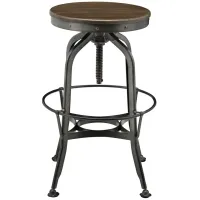 Industrial Vintage Swivel Bar Stool in Walnut by New Pacific Direct