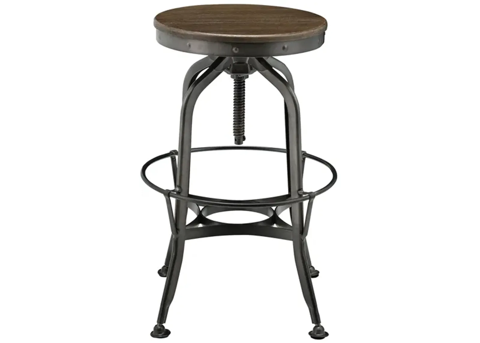 Industrial Vintage Swivel Bar Stool in Walnut by New Pacific Direct