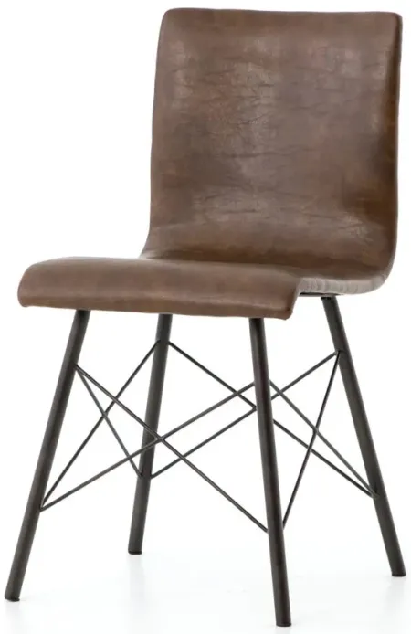 Diaw Dining Chair in Distreesed Brown / Waxed Black by Four Hands