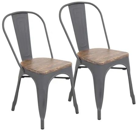 Oregon Dining Chair: Set of 2 in Gray / Espresso by Lumisource