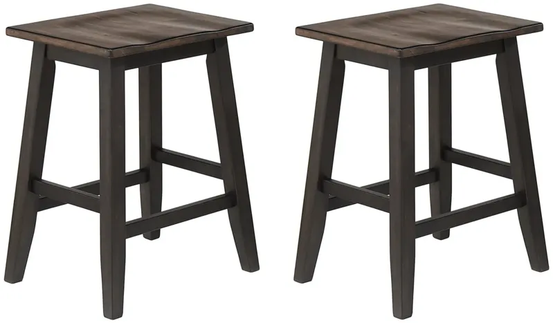 Ashford Saddle Stool Set of 2 in Black and Rustic Walnut by ECI