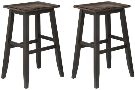 Ashford Saddle Counter Stool Set of 2 in Black and Rustic Walnut by ECI