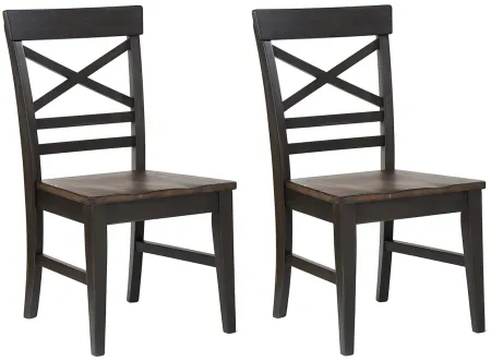 Ashford X Back Side Chair Set of 2 in Black and Rustic Walnut by ECI