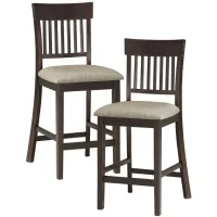 Counter Height Dining Chair with Slat Back , Set of 2 in Dark Brown by Homelegance