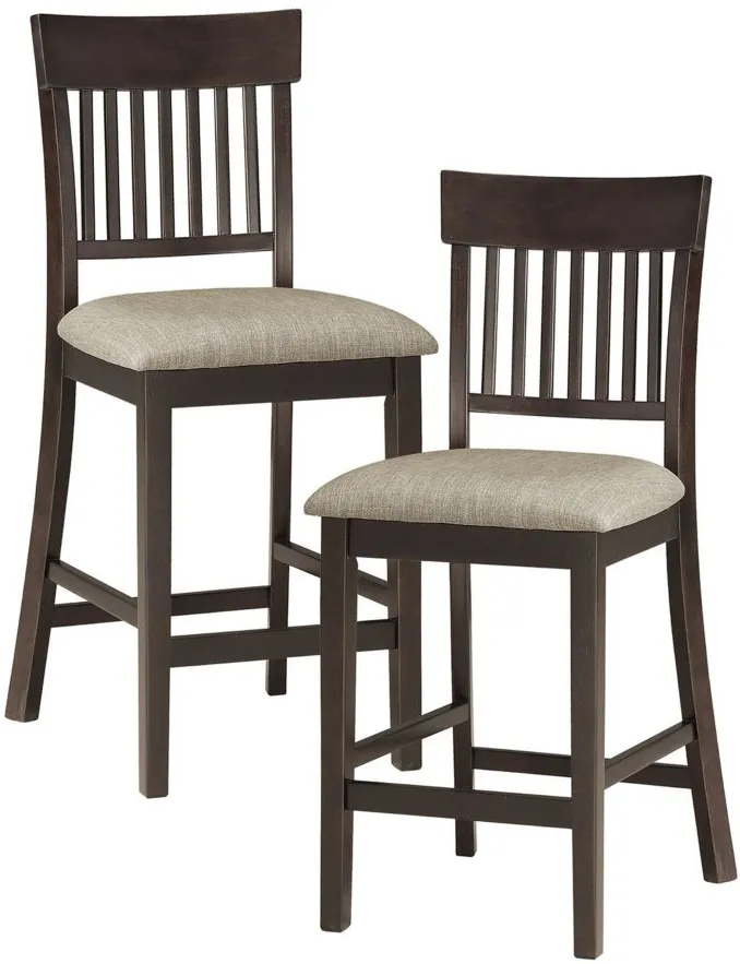 Counter Height Dining Chair with Slat Back , Set of 2 in Dark Brown by Homelegance