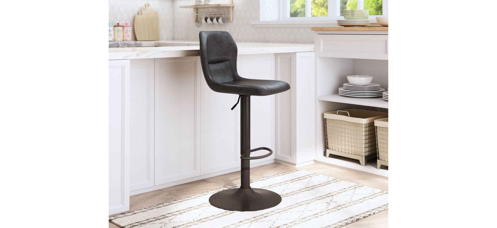 Vital Bar Stool in Vintage Black, Black by Zuo Modern