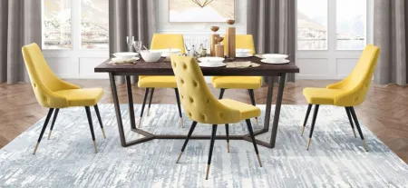 Piccolo Dining Chair (Set of 2) in Yellow, Black & Gold by Zuo Modern