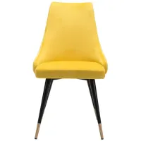 Piccolo Dining Chair (Set of 2) in Yellow, Black & Gold by Zuo Modern