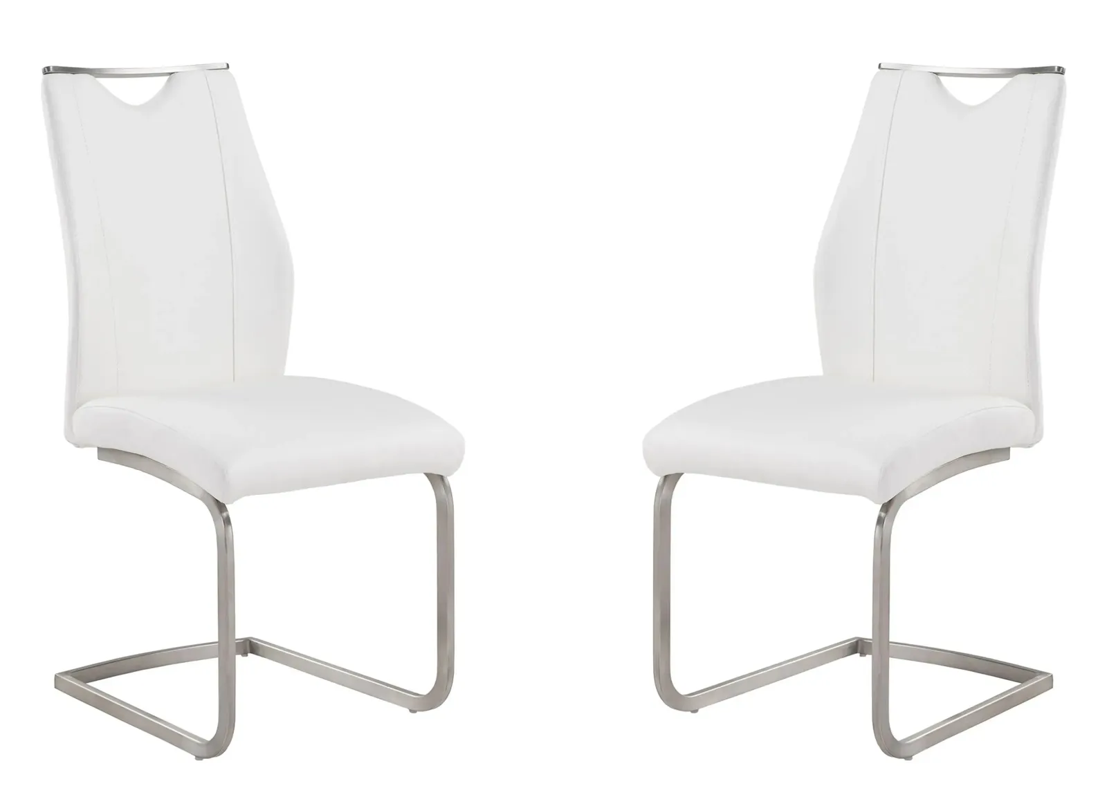 Bravo Dining Chairs: Set of 2 in White / Stainless Steel by Armen Living