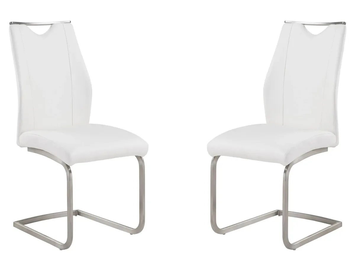 Bravo Dining Chairs: Set of 2 in White / Stainless Steel by Armen Living