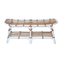 Damara Rattan Bench with Shelf in White by New Pacific Direct