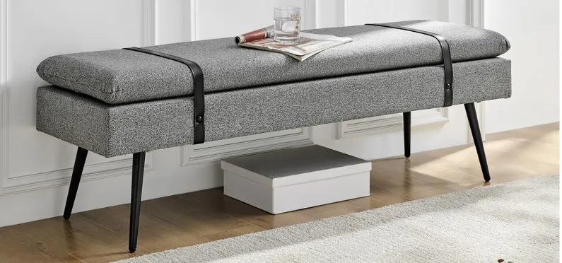 Zuney Fabric Bench in Princeton Gray by New Pacific Direct