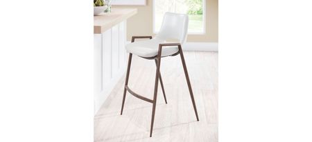 Desi Counter-Height Stool: Set of 2 in White, Dark Brown by Zuo Modern