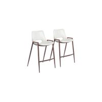 Desi Counter-Height Stool: Set of 2 in White, Dark Brown by Zuo Modern