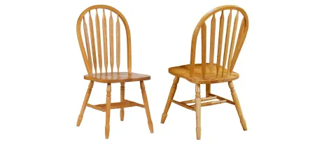 Arrowback Dining Chair Set of 2 in Light oak finish by Sunset Trading
