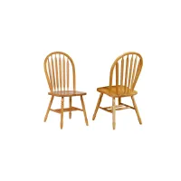 Arrowback Dining Chair Set of 2 in Light oak finish by Sunset Trading