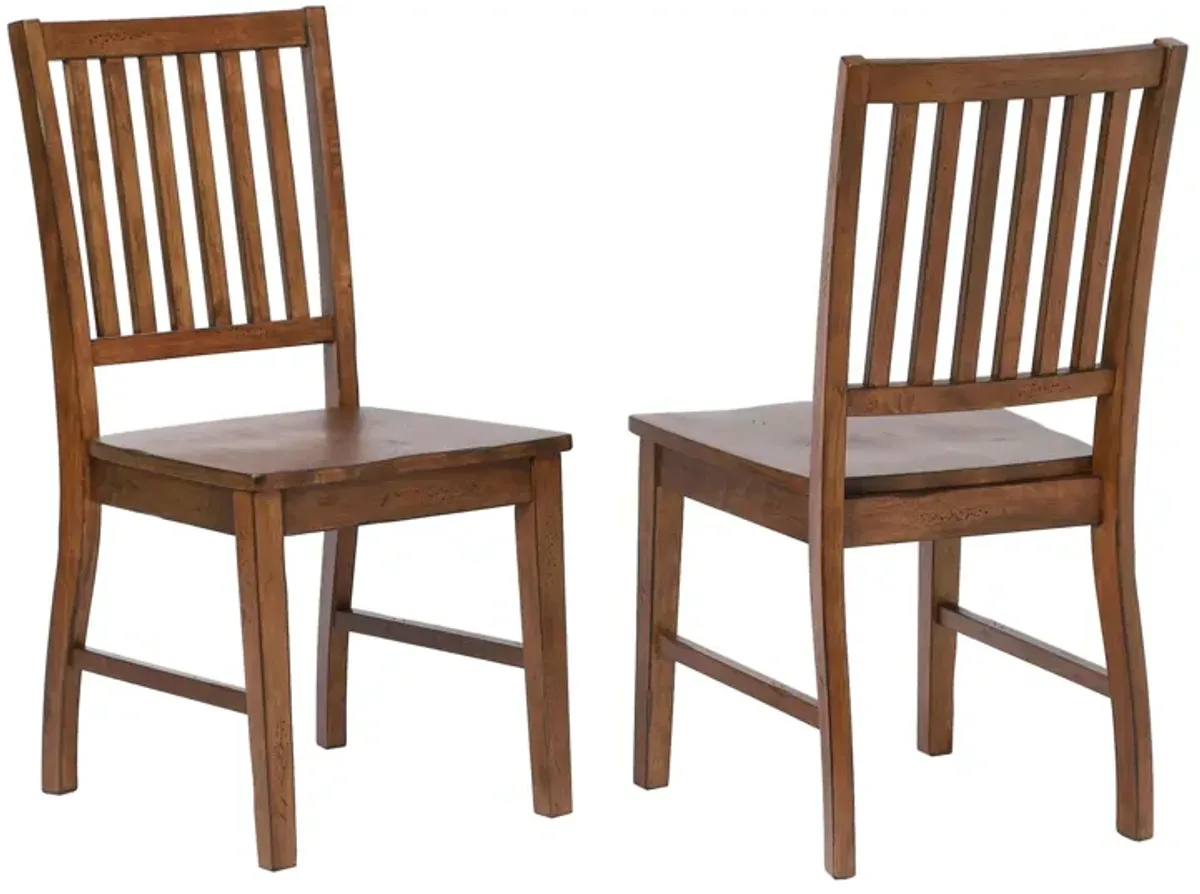 Amish Brook Slat Back Dining Side Chair Set of 2 in Amish Brown by Sunset Trading