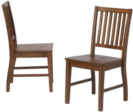 Amish Brook Slat Back Dining Side Chair Set of 2 in Amish Brown by Sunset Trading