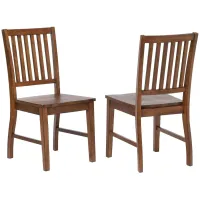 Amish Brook Slat Back Dining Side Chair Set of 2 in Amish Brown by Sunset Trading